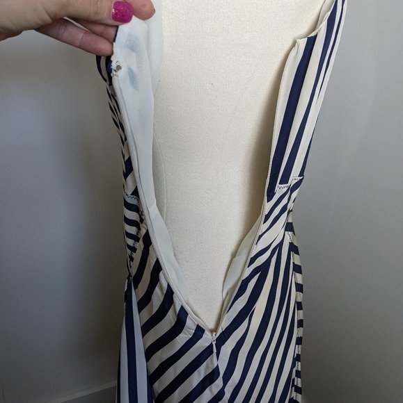 𝅺Suzi Chin Striped Silk Slip Dress Retro Art Deco Style 10 Maxamilist Designer - Picture 6 of 13